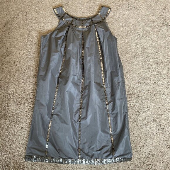 Adampluseve Adam Lippes Satin Sleeveless Dress Womens 8 Metal Tiles Whimsygoth - Picture 6 of 11